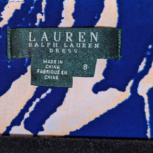 Ralph Lauren stretchy blue and cream patterned dress, size 8 - Picture 4 of 5